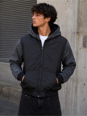 Source Unknown Black and Gray Bomber Jacket Size S